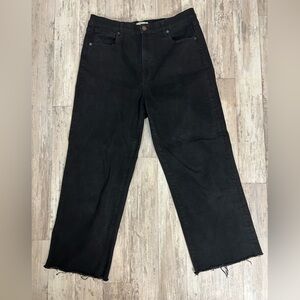 Oliver Logan Aberdeen Black Wide Leg Cropped Raw Hem Jeans